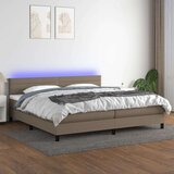  Box spring postelja z vzmetnico LED taupe 200x200 cm blago, (20902321) Cene