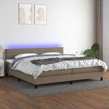  Krevet box spring s madracem LED smeđesivi 200x200 cm tkanina Cijene