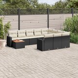vidaXL 11-dijelni set vrtnih sofa od poliratana s jastucima crni | shoptok.hr
