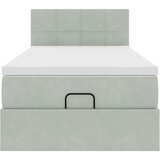 vidaXL Otomanski posteljni okvir z vzmetnico siv 90x200 cm žamet | Shoptok.si