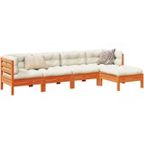 vidaXL 5-dijelni set vrtnih sofa s jastucima voštano smeđi od borovine Cijene