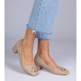 D/CEO marka niezdefiniowana Brown low heel pumps with rhinestones Cahes | Shoptok.si