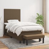  The Living Store Box spring postelja z vzmetnico temno rjava 90x200 cm blago - Box Spring Postelja, (21454844) Cene