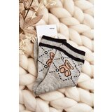 Aura.via Women's Patterned Socks With Bear Grey | Shoptok.si
