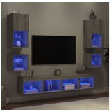 vidaXL 8-dijelni zidni TV elementi s LED svjetlima boja sivog hrasta | shoptok.hr