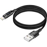 AVIZAR Kabel USB-A na Lightning z LED in hitrim polnjenjem 2,4A, pleten najlon 1,5m, Črna, (5000191876) | Shoptok.si