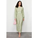 Trendyol Green Plaid / Checkered Woven Dress
