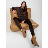 Fashion Hunters Dark brown velour set with leggings Cene