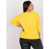 Fashion Hunters Plus size yellow cotton blouse with decorative pocket Cene
