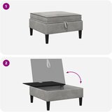  Stolić za sofu s pohranom Svjetlosiva Baršun | shoptok.hr