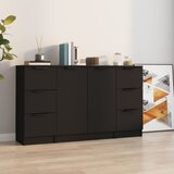 Maison Chic Komoda - Predalnik 3 kosi črn inženirski les, (21716292) | Shoptok.si