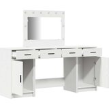 vidaXL set 3 bela mdf, steklo kompaktno toaletna miza pravokotna | Shoptok.si