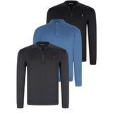 Dewberry SET OF THREE V4007 MEN'S SWEATSHIRT-BLACK-NAVY-INDIGO Cene
