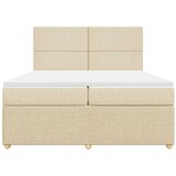  Krevet s oprugama i madracem krem 200 x 200 cm od tkanine | shoptok.hr