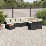  10-dijelni set vrtnih sofa s jastucima crni od poliratana | shoptok.hr