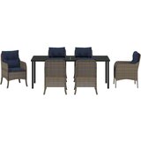  Vrtni set za objed s jastukom 7 pcs Siva poliratan | shoptok.hr