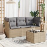 vidaXL 4-dijelni set vrtnih sofa s jastucima bež od poliratana Cijene