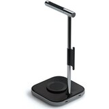Satechi stojalo za slušalke 2-V-1 z brezžičnim polnilnikom USB-C s kablom; brez adapterja, astro siva | Shoptok.si