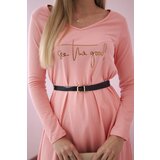 Kesi dress with decorative belt and apricot inscription | Shoptok.si