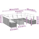  Set od 10 Dijelova Vrtnih Kauča s Jastucima Crni Poli Ratan Akacija | shoptok.hr