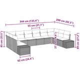 VidaXL 10-delna vrtna sedežna garnitura z blazinami Bež poli ratan, (22093147) Slike