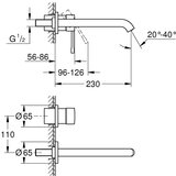 Grohe podometna enoročna armatura za umivalnik na dve odprtini Essence - Hard graphite (19967A01) | Shoptok.si