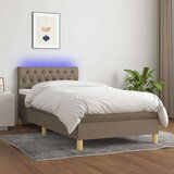  Krevet box spring s madracem LED smeđesivi 90x200 cm tkanina Cijene
