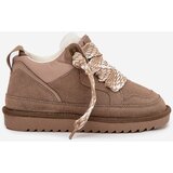 VINCEZA Suede Women's Snow Boots with Fur and Thick Lacing | Shoptok.si