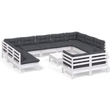 Maison Chic Seti vrtnega pohištva - Vrtna garnitura - Vrtni pohištvo set 12-delna z blazinami bela borovina, (21819799) | Shoptok.si