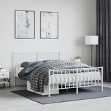 Maison Chic Kovinski Posteljni okvir - Dvoposteljna postelja - Zakonska postelja z vzglavjem in vznožjem bel 140x200 cm, (21696100) | Shoptok.si