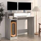 vidaXL Pisalna miza z LED lučmi siva sonoma 97x45x90 cm konst. les | Shoptok.si