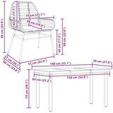  Vrtna garnitura - 5-dijelni vrtni blagovaonski set s jastucima poliratan i staklo | shoptok.hr