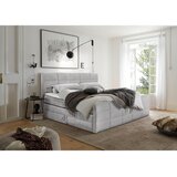 MID.YOU POSTELJA BOXSPRING 183 cm x 200 cm , tekstil, leseni material svetlo siva | Shoptok.si