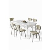 Hanah home Rasklopivi trpezarijski sto i stolice (7 delova) Exve White Cream | Eponuda.com