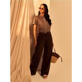 Sinsay Wide leg traperice visokog struka s platnenim pojasom | shoptok.hr