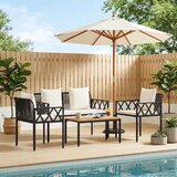  Set vanjskog namještaja 4 pcs Crna i krem-bijela poliratan | shoptok.hr