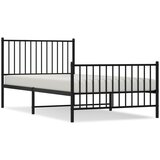 vidaXL Kovinski posteljni okvir z vzglavjem in vznožjem črn 100x200 cm, (20642345) | Shoptok.si
