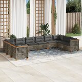 vidaXL 10-dijelni set vrtnih sofa od poliratana s jastucima sivi | shoptok.hr