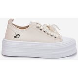 Boto Women's Platform Sneakers With Decorative Lacing Beige Tivora | Shoptok.si