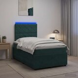  LED okvir za krevet s madracem Tamnozelena 120 x 190 cm Baršun | shoptok.hr