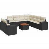  The Living Store Vrtna sedežna garnitura 10-delna z blazinami črn poli ratan - Vrtna Sedežna Garniture, (21446686) | Shoptok.si
