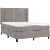  box spring s madracem LED svjetlosivi 140x190 cm baršun | shoptok.hr