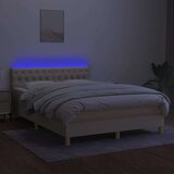  Box spring postelja z vzmetnico LED krem 140x200 cm blago, (20899737) | Shoptok.si