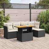 Maison Chic Seti vrtnega pohištva - Vrtna garnitura - Vrtni pohištvo set 6-delna z blazinami črna poli ratan, (21808782) | Shoptok.si