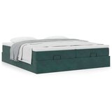 vidaXL Otomanski posteljni okvir z vzmetnicami zelen 200x200cm žamet, (21610807) | Shoptok.si