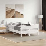 vidaXL Posteljni okvir z vzglavjem bel 120x200 cm trdna borovina | Shoptok.si