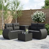  Set sofe 6 kom. Smeđa i crvena Poli Rattan i čelik | shoptok.hr