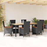 vidaXL 7-dijelni vrtni blagovaonski set s jastucima crni od poliratana | shoptok.hr