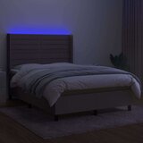  Box spring s madracem LED smeđesivi 140x200 cm tkanina | shoptok.hr
