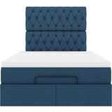 vidaXL Otomanski posteljni okvir z vzmetnico moder 120x200 cm blago | Shoptok.si